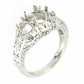 Sterling Silver Semi Mount Ring Setting Oval OV 7x5 OV 6x4mm Art Deco Style - Syzjewelry