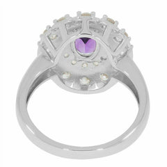 Sterling Silver Semi Mount Ring Setting Oval OV 7x5mm Double Halo White Topaz - Syzjewelry