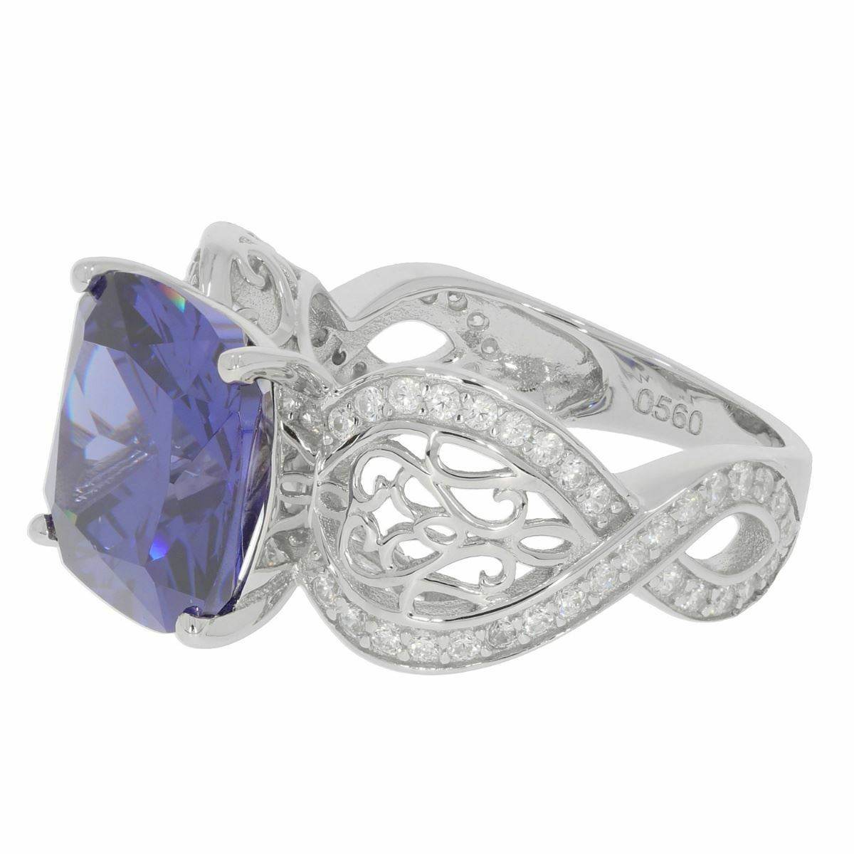 Sterling Silver Semi Mount Ring Setting CU 12X12mm Engagement Ring White Topaz Criss Cross Shank - Syzjewelry