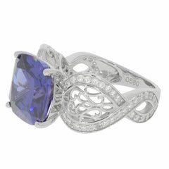 Sterling Silver Semi Mount Ring Setting CU 12X12mm Engagement Ring White Topaz Criss Cross Shank - Syzjewelry