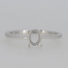 Sterling Silver Semi Mount Ring Setting OV 7X5mm White Topaz - Syzjewelry