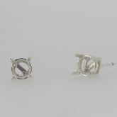 Sterling Silver Semi Mount Earrings Setting RD 5x5mm Stud 4 Prongs Stud - Syzjewelry