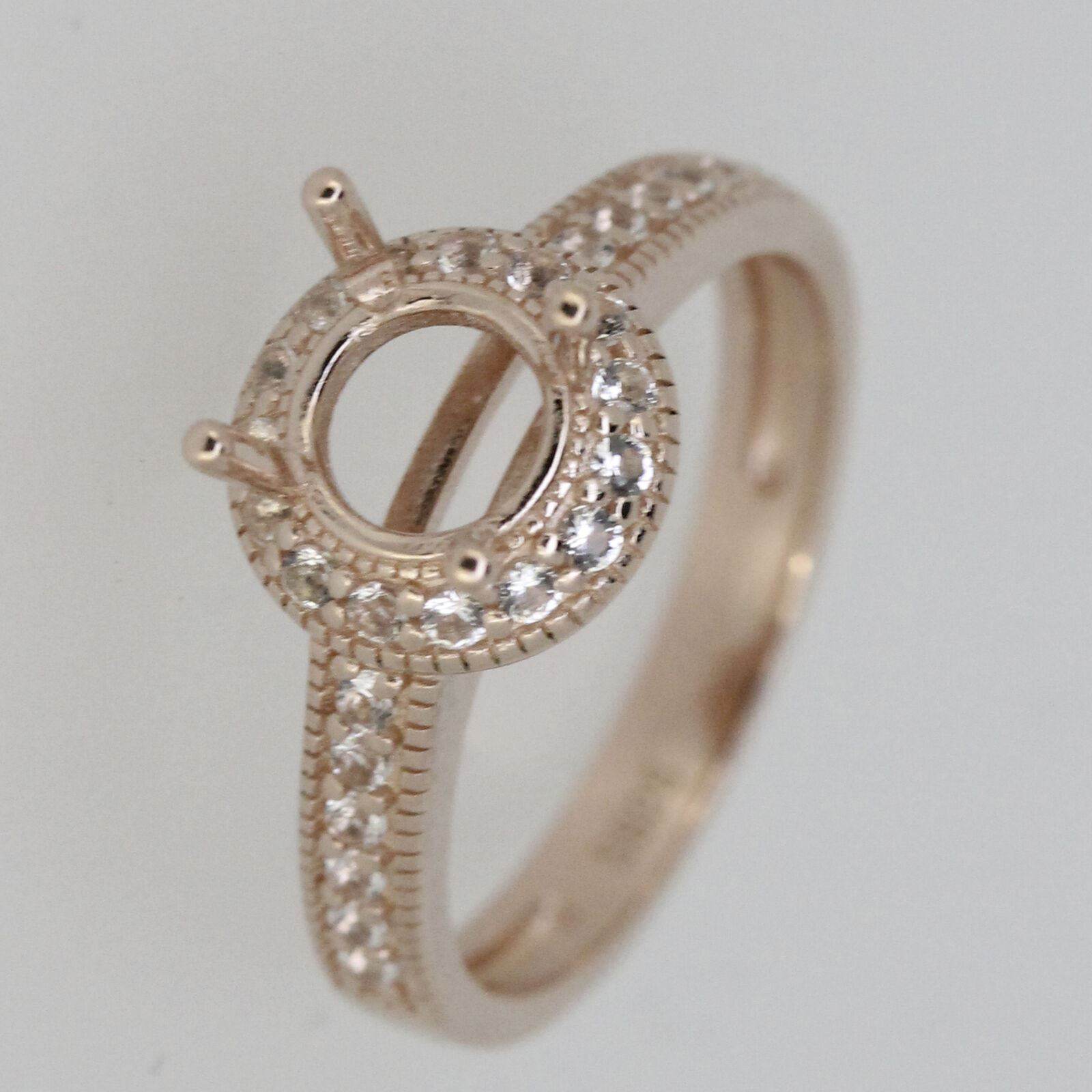 2 Piece 14K Rose Gold Semi Mount Ring Setting Round RD 6.5x6.5mm Halo Engagement - Syzjewelry