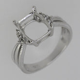 Sterling Silver Semi Mount Ring Setting Cushion Cu 10x8mm L359R359 - 313 - Syzjewelry