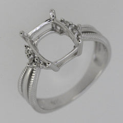 Sterling Silver Semi Mount Ring Setting Cushion Cu 10x8mm L359R359 - 313 - Syzjewelry