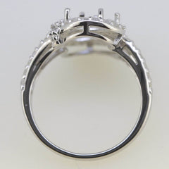 Sterling Silver Semi Mount Ring Setting OV8X6 mm White Topaz - Syzjewelry