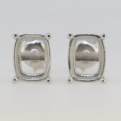 Sterling Silver Semi Mount Earrings Setting Cushion CU 9x7mm Stud - Syzjewelry