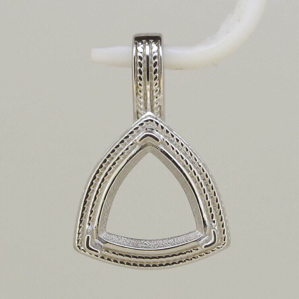 Sterling Silver Semi Mount Pendant Setting Trillion Tri 11x11mm White Topaz - Syzjewelry