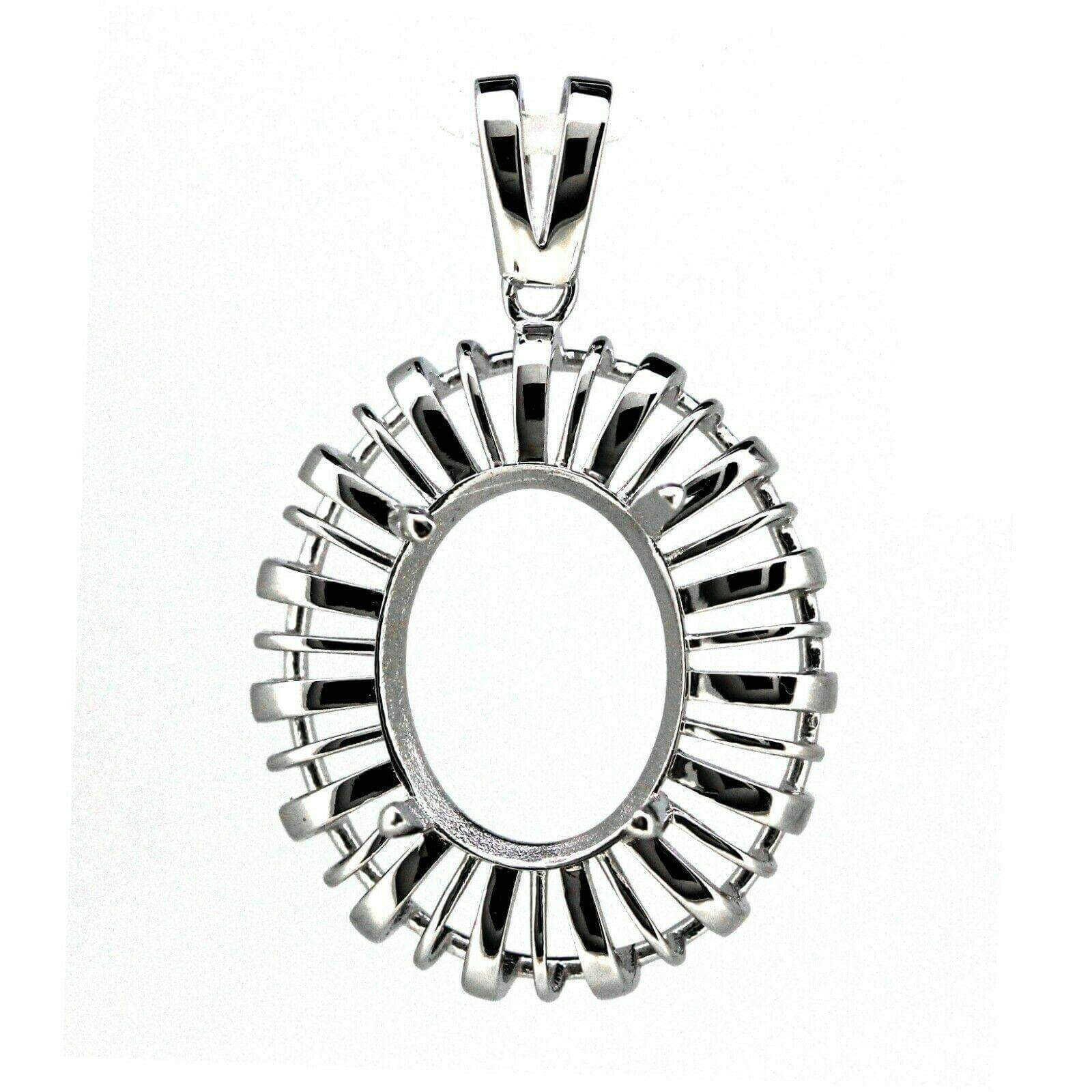 Sterling Silver Semi Mount Pendant Setting Oval OV 16x12mm L206P205OV1612-D148 - Syzjewelry
