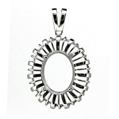 Sterling Silver Semi Mount Pendant Setting Oval OV 16x12mm L206P205OV1612-D148 - Syzjewelry