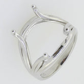 Sterling Silver Semi Mount Ring Setting Emerald OCT 16x12mm Scissor Cut Tourmali - Syzjewelry