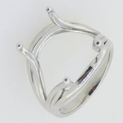 Sterling Silver Semi Mount Ring Setting Emerald OCT 16x12mm Scissor Cut Tourmali - Syzjewelry