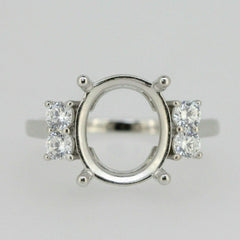 Sterling Silver Semi Mount Ring Setting OV 12x10mm White Topaz - Syzjewelry