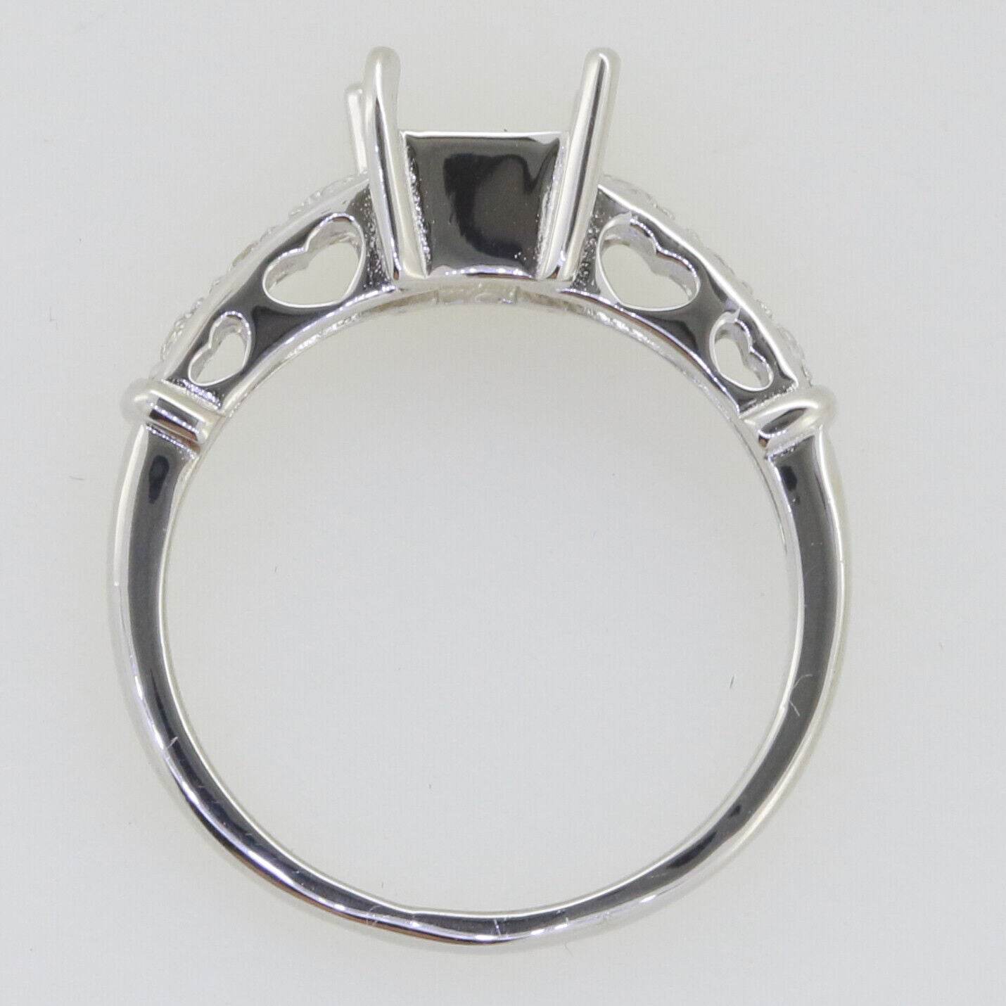 Art Deco Style Sterling Silver Semi Mount Ring Setting Emerald OCT 8x6mm Topaz - Syzjewelry