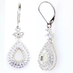 Sterling Silver Semi Mount Pendant Setting Pear PE 9x7mm Double Halo Topaz - Syzjewelry