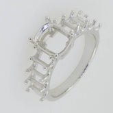 Sterling Silver Semi Mount Ring Setting Cushion CU 9x7mm OCT 5x3mm 9 Stones - Syzjewelry