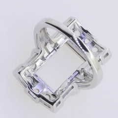 Sterling Silver Semi Mount Ring Setting Emerald OCT 14x7mm Vintage Repro Topaz - Syzjewelry