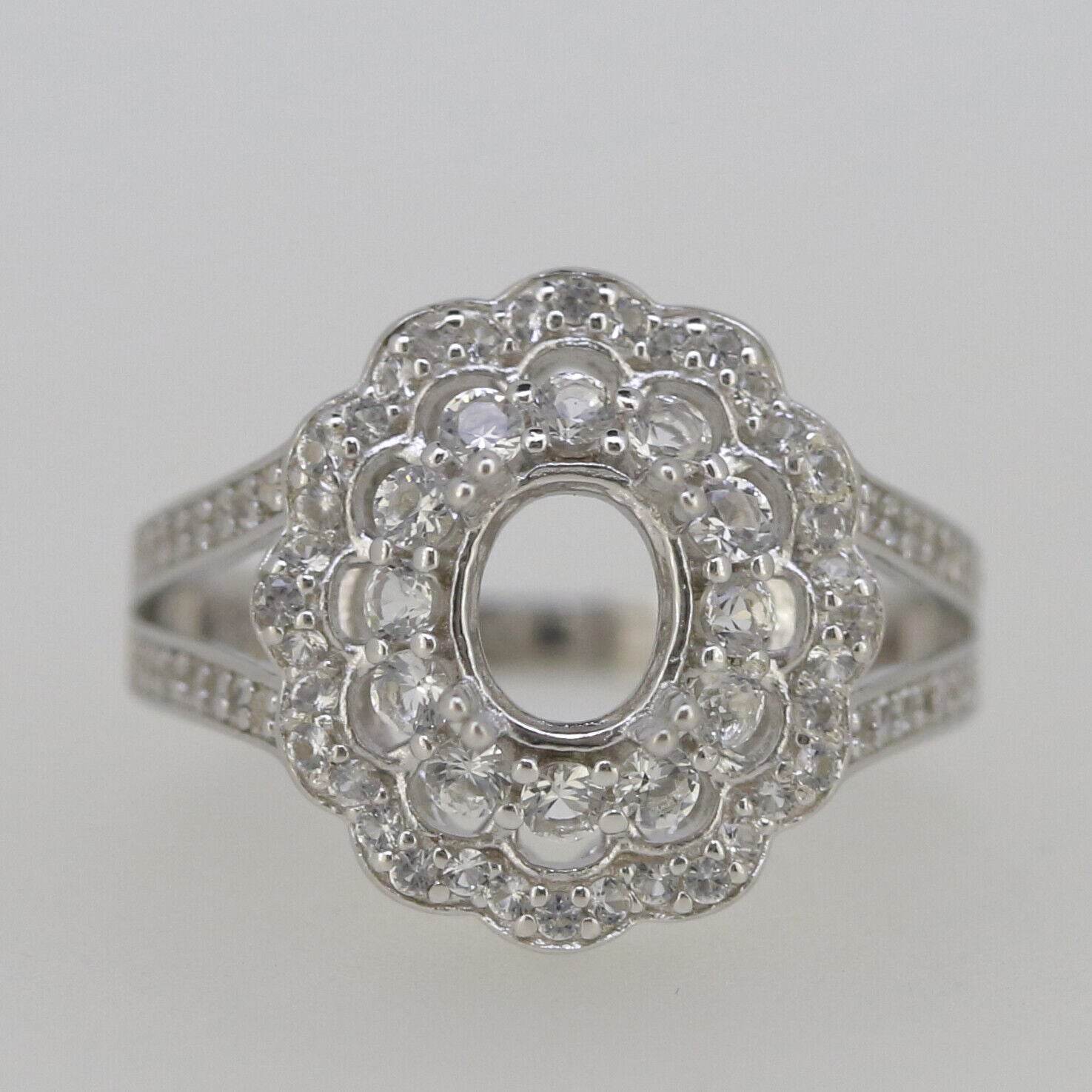 Sterling Silver Semi Mount Ring Setting Oval OV 6x5mm White Topaz - Syzjewelry