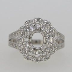 Sterling Silver Semi Mount Ring Setting Oval OV 6x5mm White Topaz - Syzjewelry