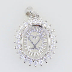 Sterling Silver Semi Mount Pendant Setting Oval OV 12X10mm Halo White Topaz - Syzjewelry