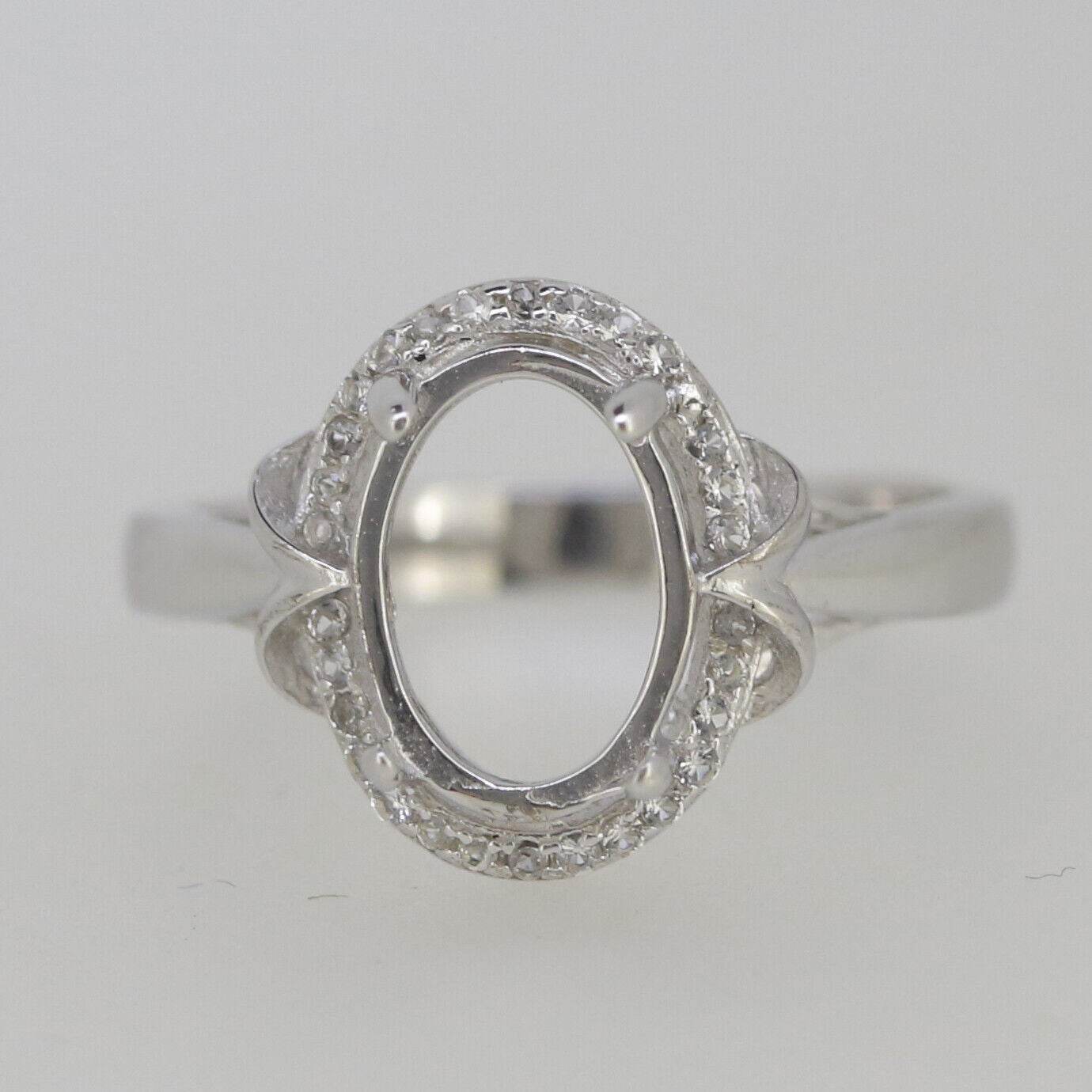 Sterling Silver Semi Mount Ring Setting Oval OV 10x7mm White Topaz - Syzjewelry