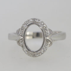 Sterling Silver Semi Mount Ring Setting Oval OV 10x7mm White Topaz - Syzjewelry