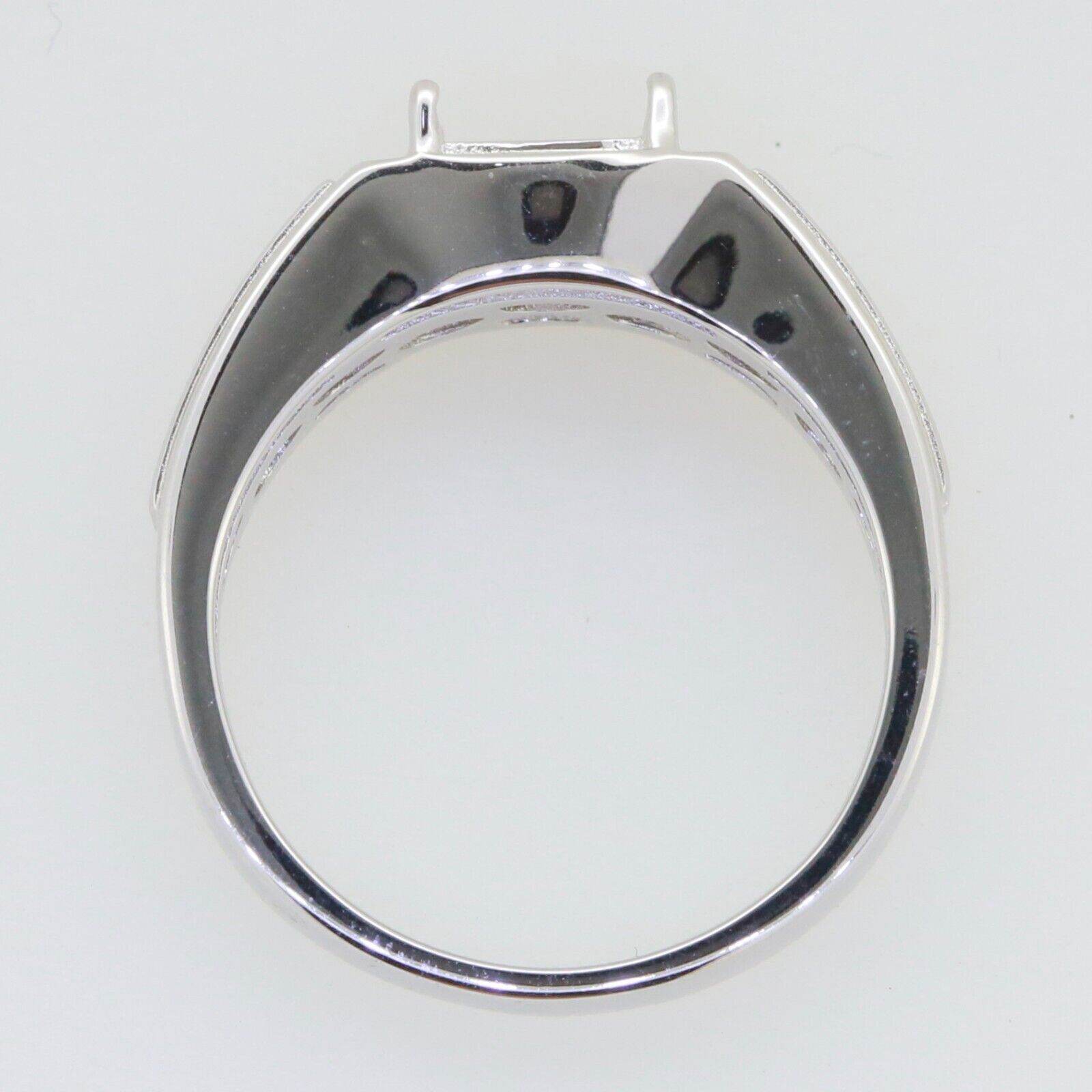 Men’s Sterling Silver Semi Mount Ring Setting Cushion CU 8X8mm - Syzjewelry