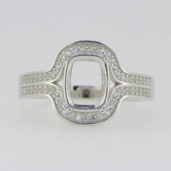 14K White Gold Semi Mount Ring Setting Cushion CU 9x7mm GTL20281R14K - Syzjewelry
