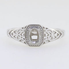 Sterling Silver Semi Mount Ring Setting Oval OV 6x4mm Vintage Repro - Syzjewelry