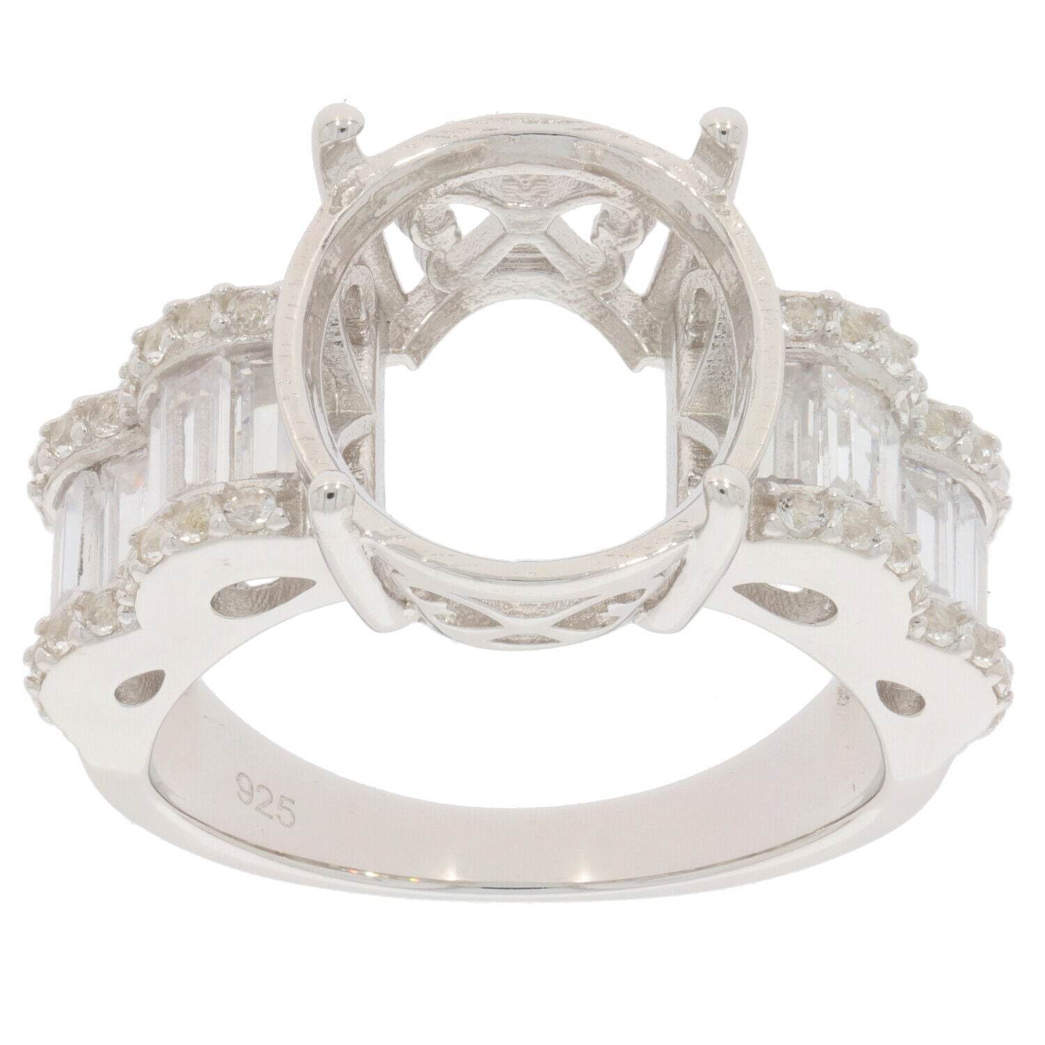 Sterling Silver Semi Mount Ring Setting Oval OV 14X12mm Channel Bezel PJC - Syzjewelry