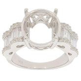 Sterling Silver Semi Mount Ring Setting Oval OV 14X12mm Channel Bezel PJC - Syzjewelry