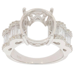 Sterling Silver Semi Mount Ring Setting Oval OV 14X12mm Channel Bezel PJC - Syzjewelry