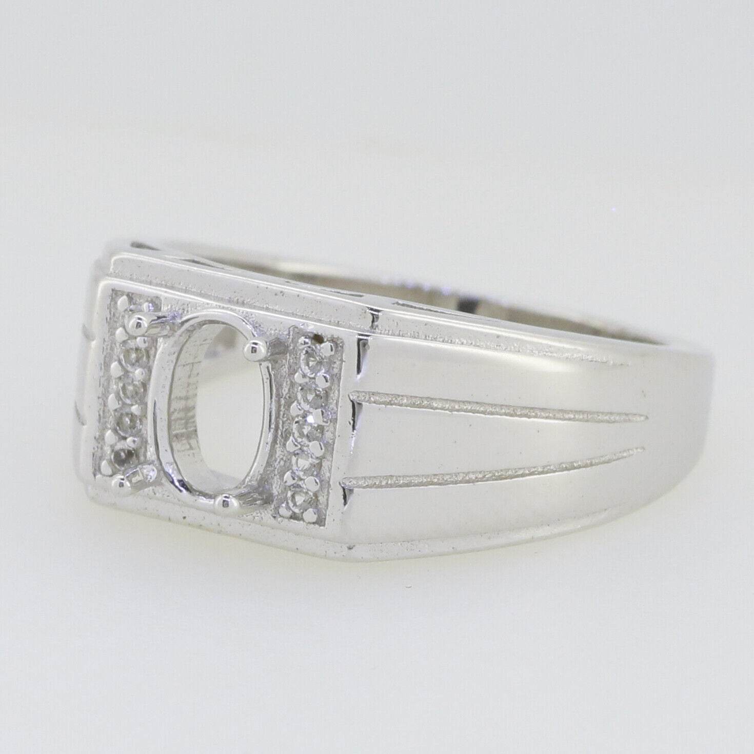 Sterling Silver Semi Mount Ring Setting Oval OV 7x5mm Unisex Band Ring - Syzjewelry