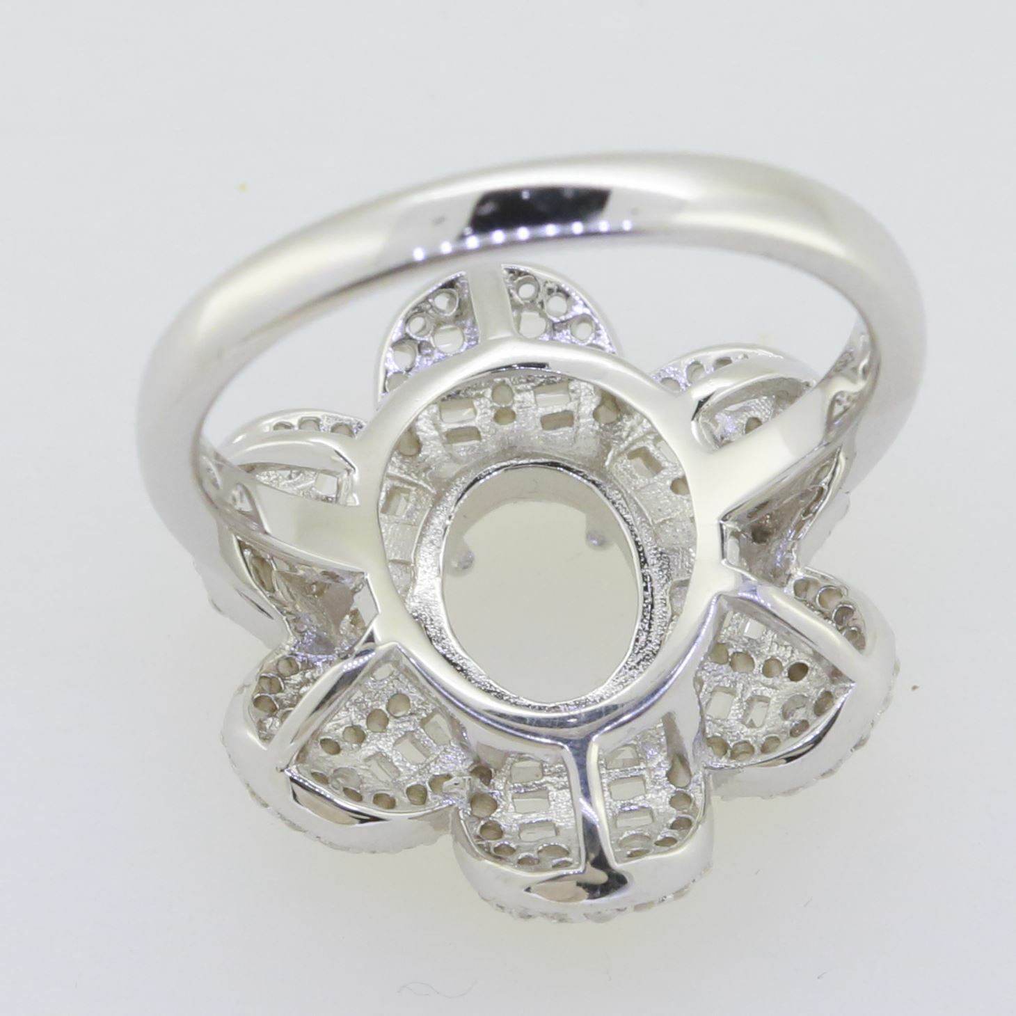 Sterling Silver Semi Mount Ring Setting Oval OV 9x7mm White Topaz PJC933R - Syzjewelry