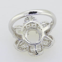 Sterling Silver Semi Mount Ring Setting Oval OV 9x7mm White Topaz PJC933R - Syzjewelry