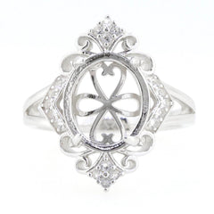 Solid Sterling Silver Semi Mount Ring Setting Oval OV 12x10mm White Topaz So - Syzjewelry