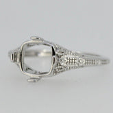 Art Deco Style Sterling Silver Semi Mount Ring Setting Cushion CU 8x8mm - Syzjewelry