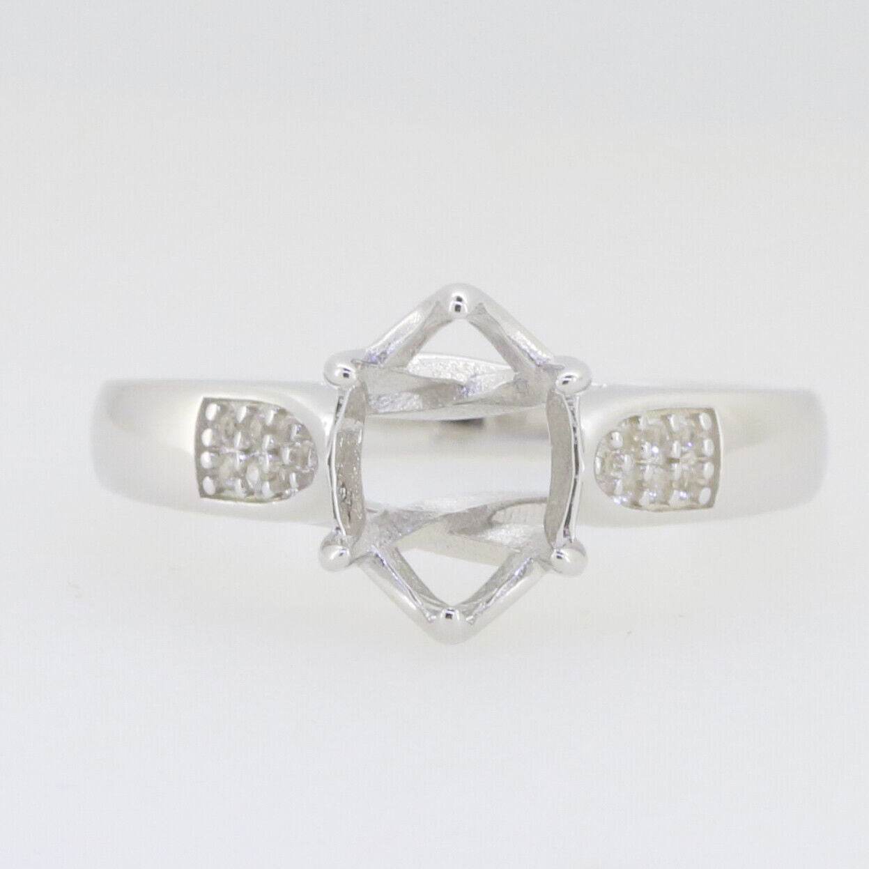 Sterling Silver Semi Mount Ring Setting Oval OV 9x7mm solitaire White - Syzjewelry