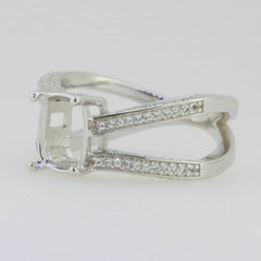 Sterling Silver Semi Mount Ring Setting Cushion CU 9x7mm White Topaz GTL207x - Syzjewelry