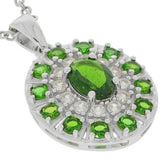 Sterling Silver Semi Mount Pendants Setting OV 7x5mm Double Halo White Topaz - Syzjewelry