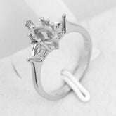 Sterling Silver Vintage Style Semi Mount Ring Setting Marquise MQ 10x5mm & PE4x3 - Syzjewelry