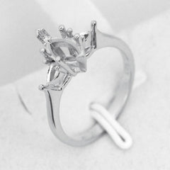 Sterling Silver Vintage Style Semi Mount Ring Setting Marquise MQ 10x5mm & PE4x3 - Syzjewelry