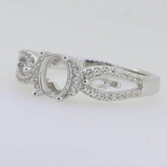 Sterling Silver Semi Mount Ring Setting Oval OV 7X5mm MQ 4x2mm 3 Stones - Syzjewelry