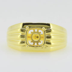 Men's Ring Settings Ring Mounting 10K Yellow Gold Cushion CU 8X8mm PJC19575R14KY - Syzjewelry
