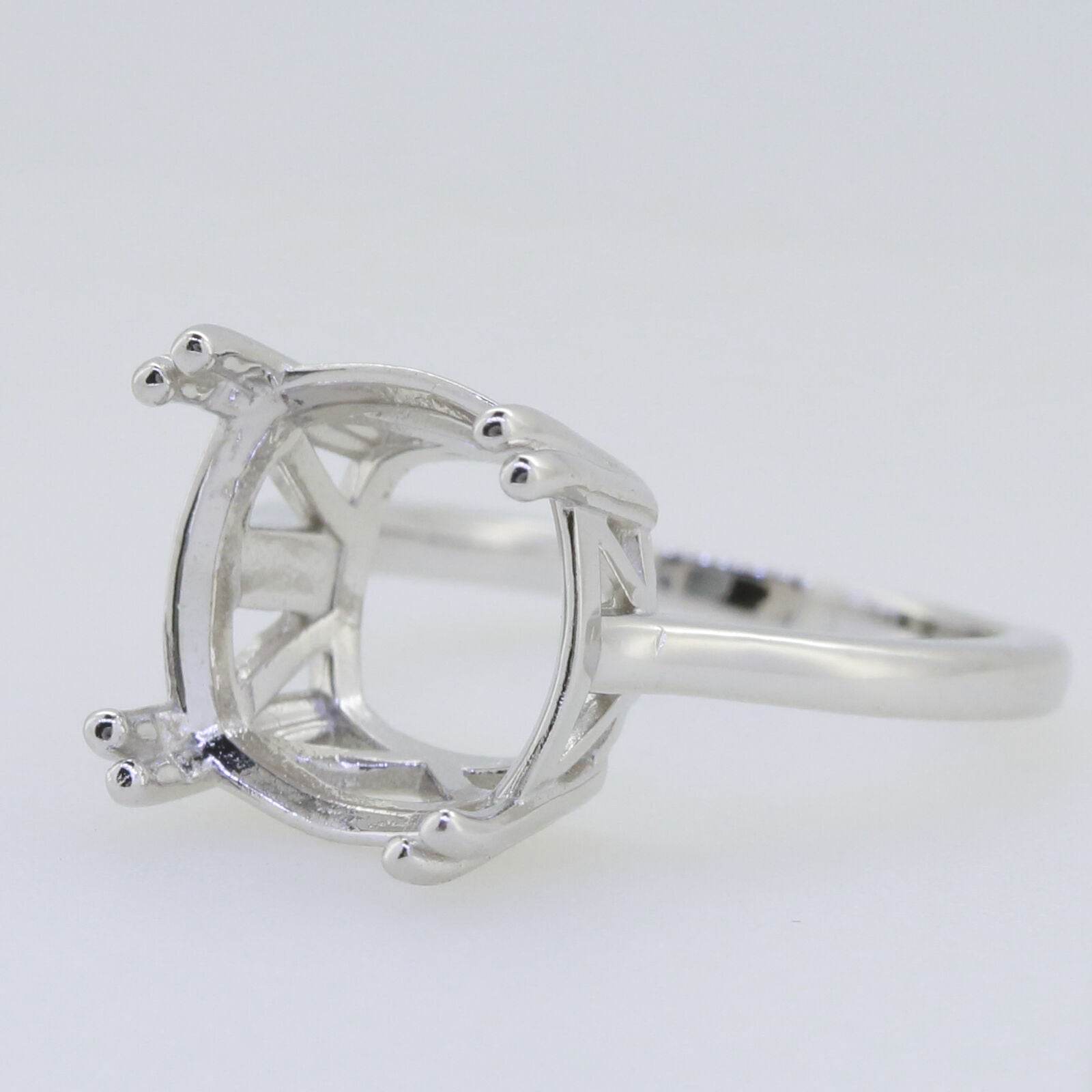 Sterling Silver Semi Mount Ring Setting Cushion CU 12X12mm L669 - Syzjewelry