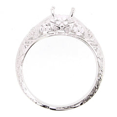 Sterling Silver Semi Mount Ring Setting Round RD 6x6mm Art Deco Style L054R054 - 6 - Syzjewelry