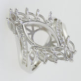 14K White Gold Semi Mount Ring Setting Marquise MQ 16x8mm 5x2.5mm Cluster - Syzjewelry