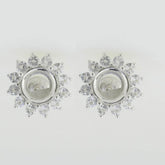 14K White Gold Semi Mount Earrings Setting Round RD 6.5mm Solid - Syzjewelry