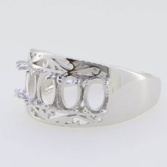 Sterling Silver Semi Mount Ring Setting Oval OV 6x4mm Multi Stone Band - Syzjewelry