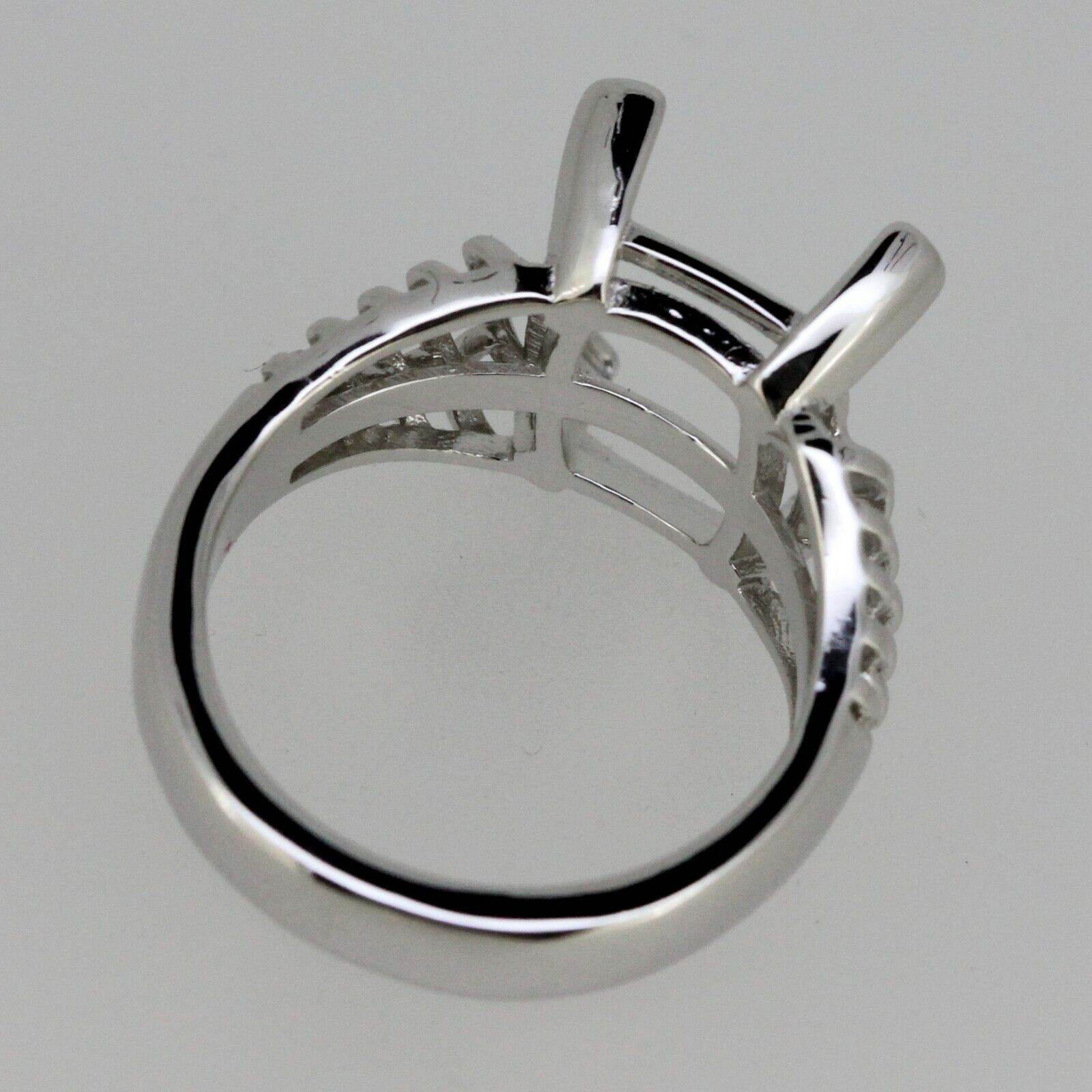 Sterling Silver Semi Mount Ring Setting cabochon Cushion Cu 12x10mm - Syzjewelry